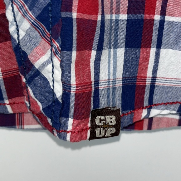 Cowboy Up plaid snap front shirt red white blue āMerica M - Picture 3 of 8
